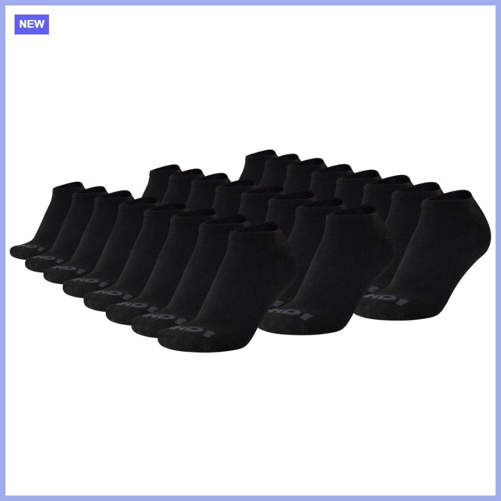Athletic Cushion Low Cut Socks, 24 Pack, 97% Polyester 3% Spandex